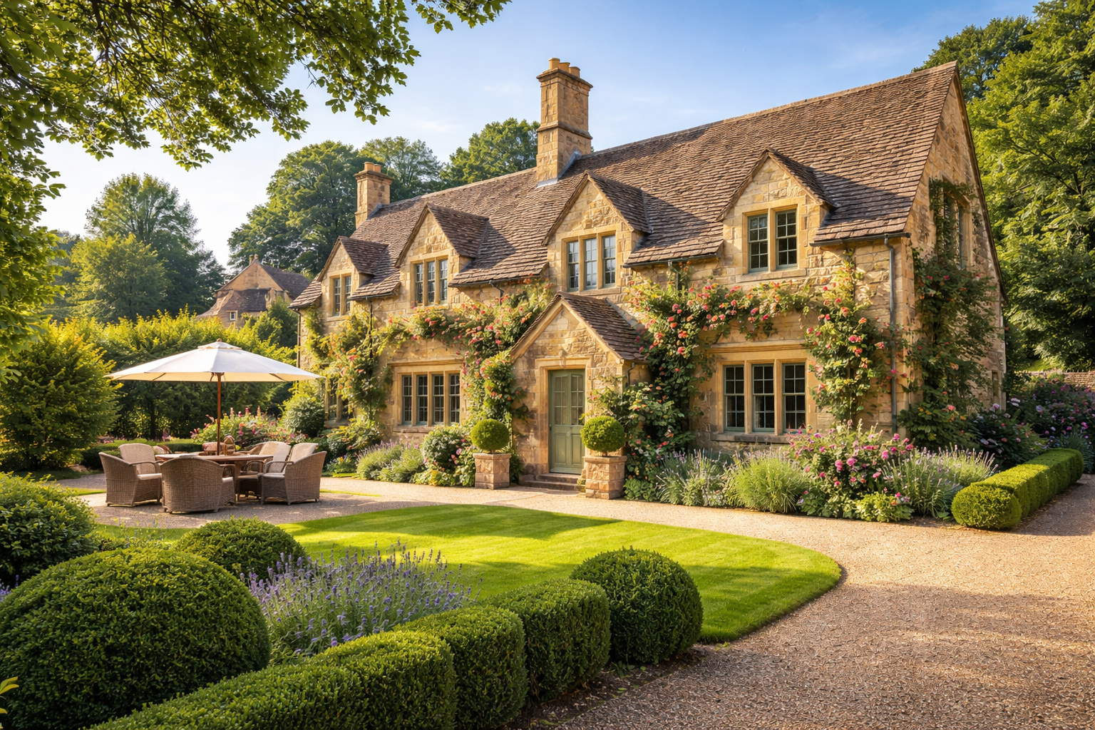 Rural-Oxfordshire-Home-Rental-oppertunity Tenants outside a traditional Cotswold home available through Pheasant Retreats
